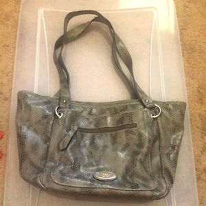 Snake like pleather purse gray/dark gray